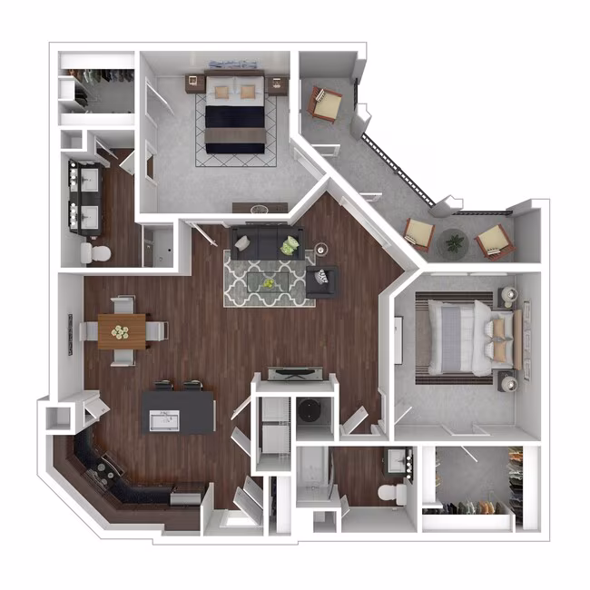 2 Beds • 2 Bath 03206 floor plan